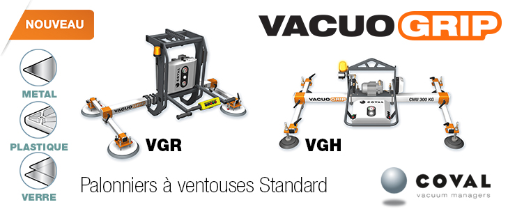 Nouveaux palonniers à ventouses pour la tôle, VACUOGRIP COVAL